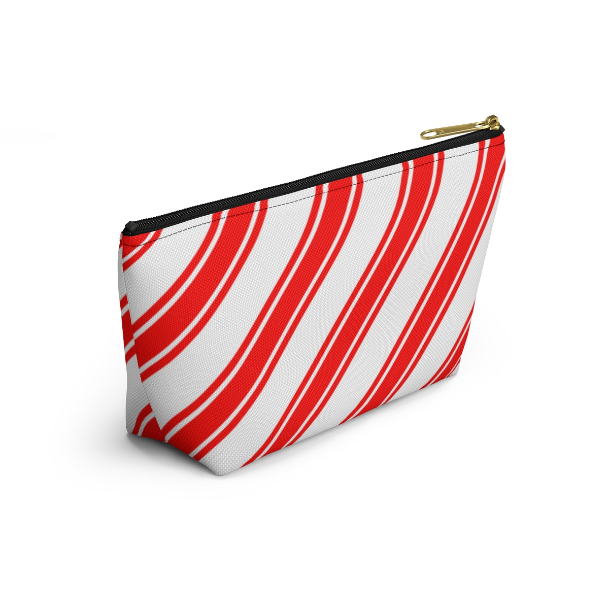 Big Bottom Zipper Pouch - Peppermint Candy Cane Stripes