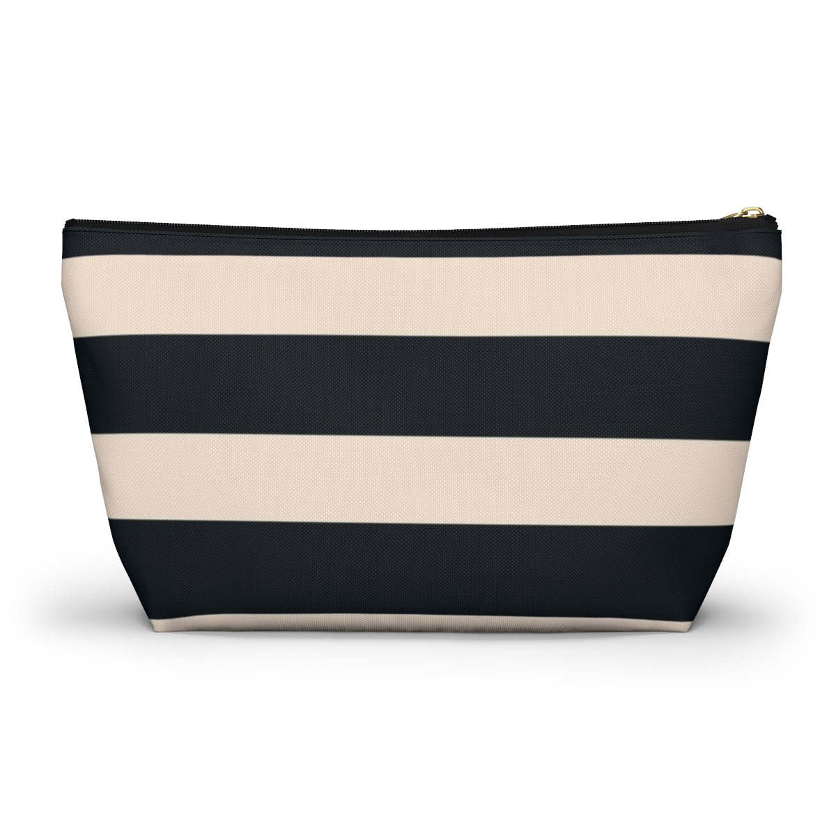 Big Bottom Zipper Pouch - Navy/Cream Stripes
