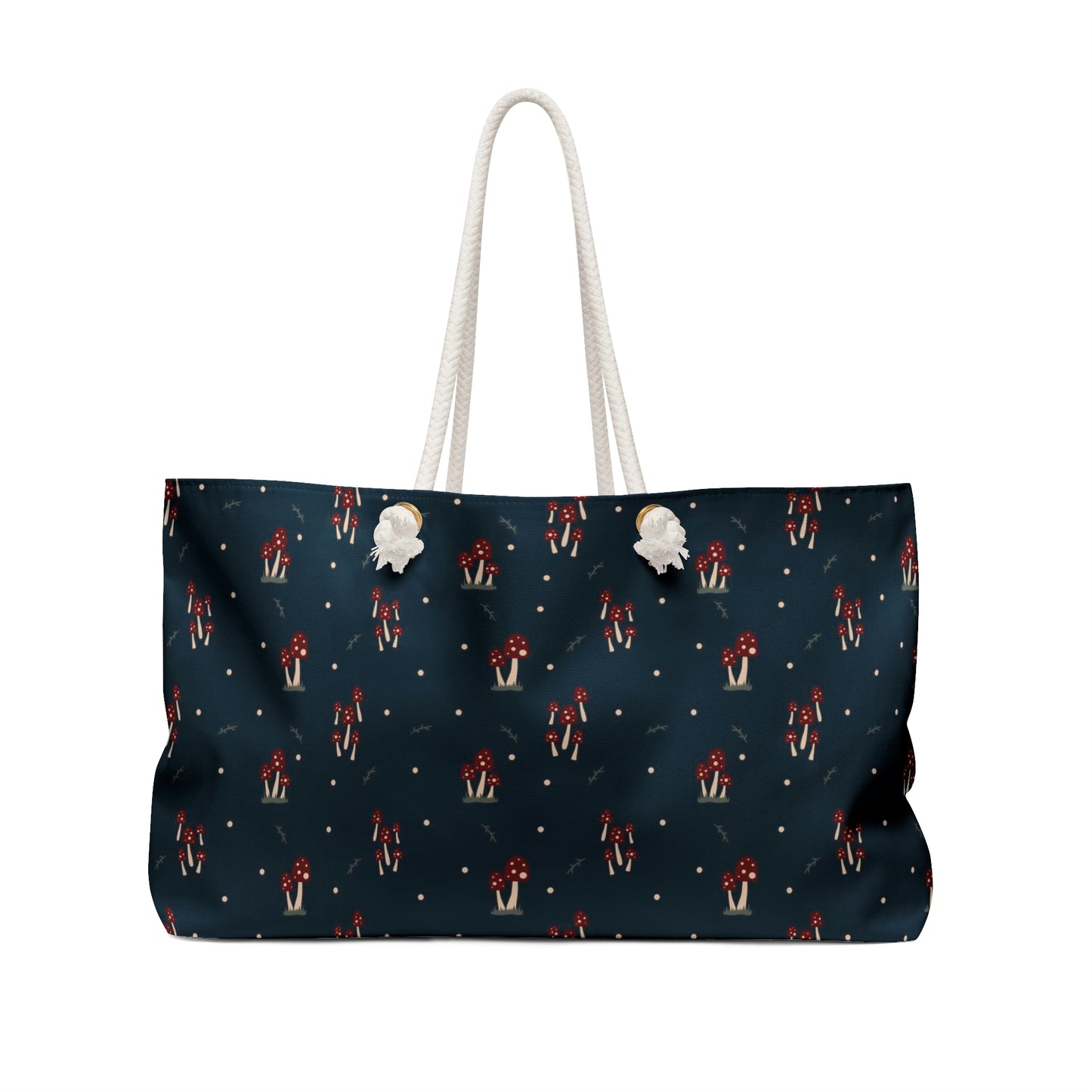 Weekender Tote Bag - Mushroom Family on Navy