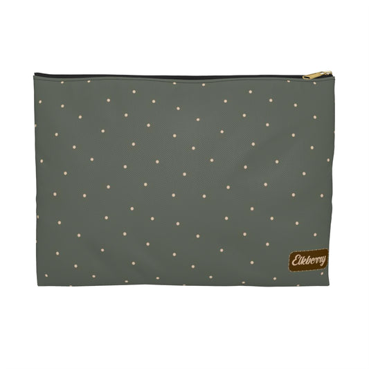 Flat Zipper Pouch - Dots on Sage