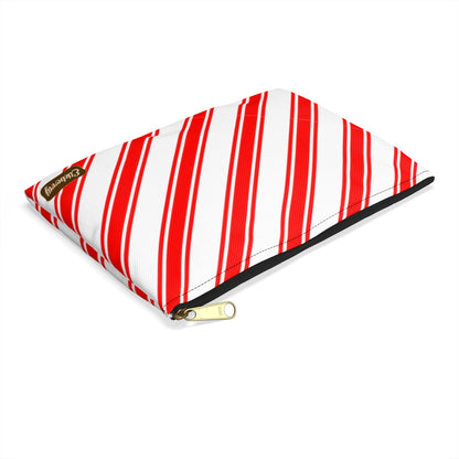 Flat Zipper Pouch - Peppermint Candy Cane Stripes