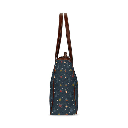 Potted Plants - Navy Classic Tote Handbag