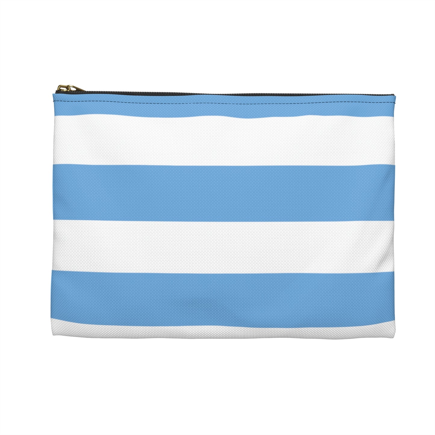 Flat Zipper Pouch - Light Blue/White Stripes