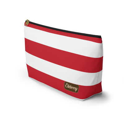 Big Bottom Zipper Pouch - Red/White Stripes