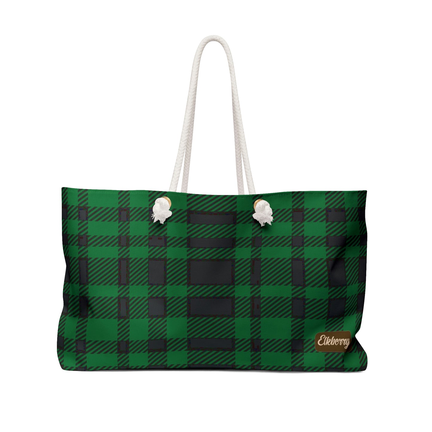 Weekender Tote Bag - Green Buffalo Check, Green Plaid