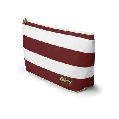 Big Bottom Zipper Pouch - Berry/White Stripes