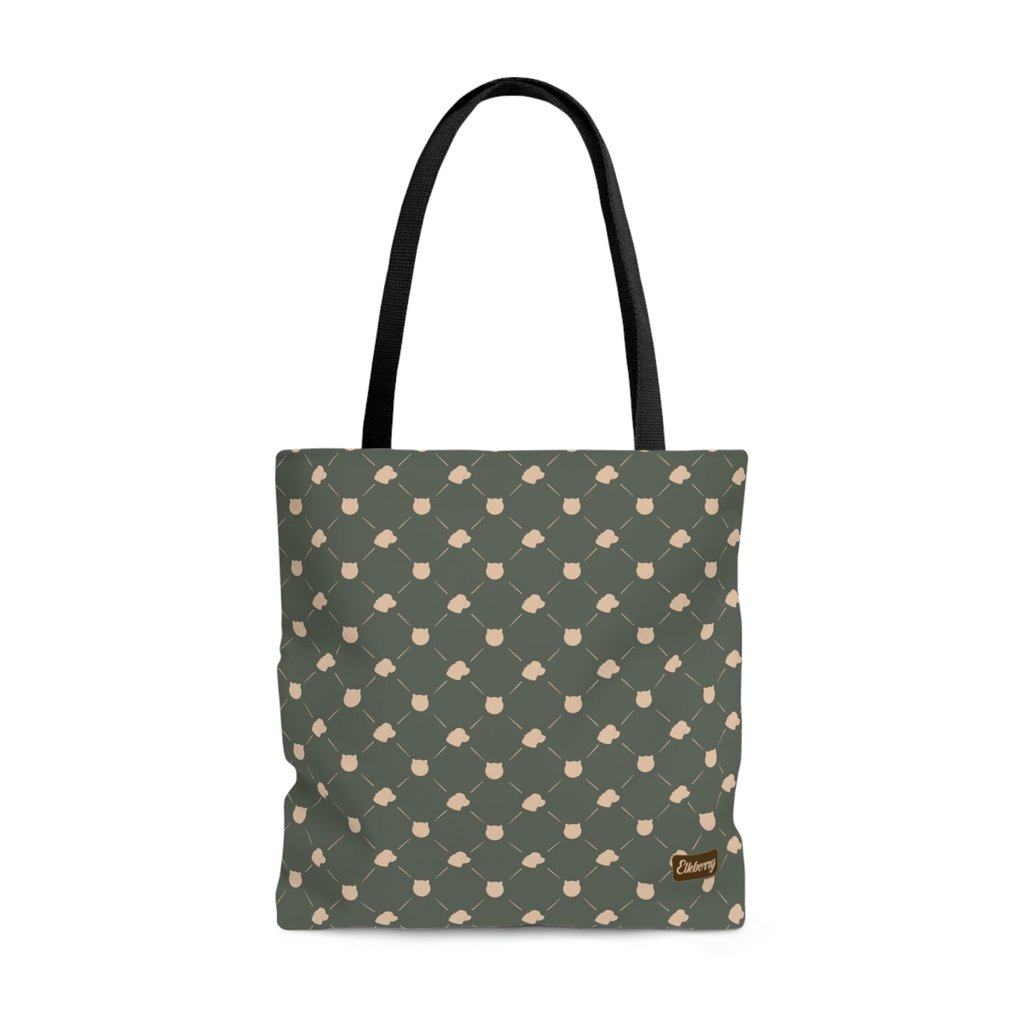 Lightweight Tote Bag - Cat & Dog in Sage