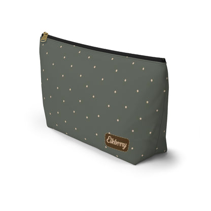 Big Bottom Zipper Pouch - Dots on Sage