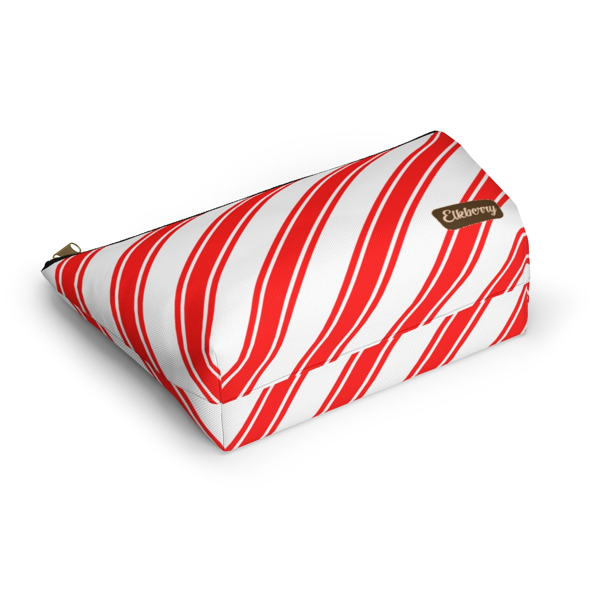 Big Bottom Zipper Pouch - Peppermint Candy Cane Stripes