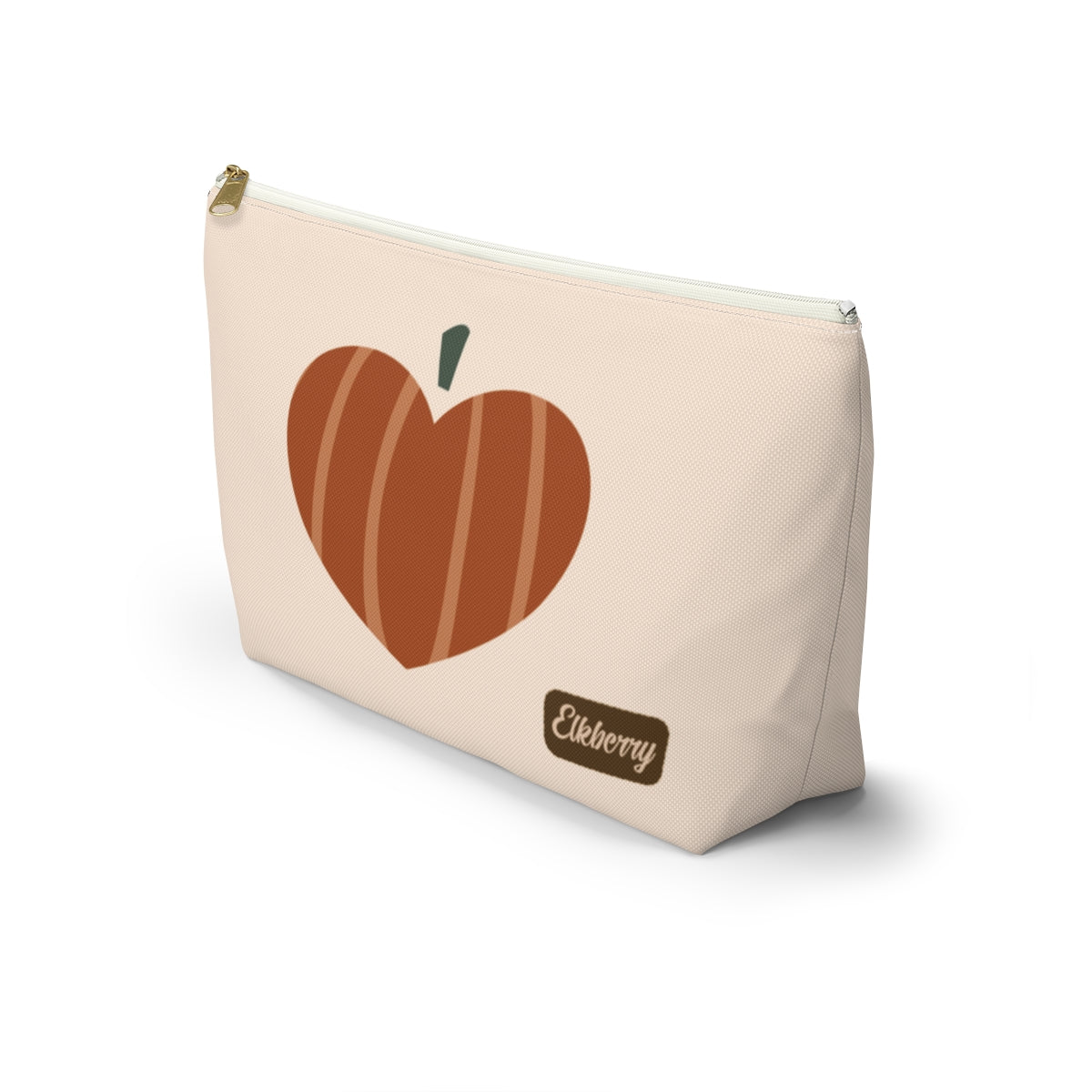 Big Bottom Zipper Pouch - Pumpkin Heart