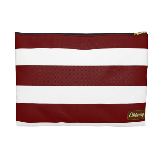 Flat Zipper Pouch - Berry/White Stripes