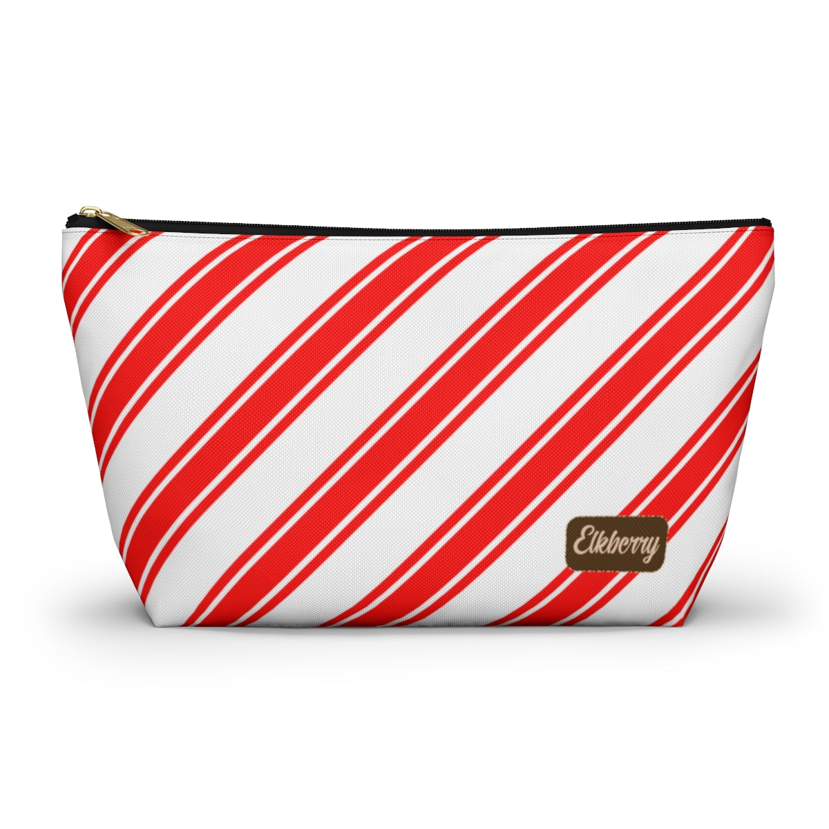 Big Bottom Zipper Pouch - Peppermint Candy Cane Stripes