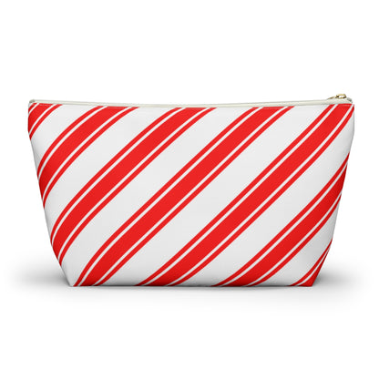 Big Bottom Zipper Pouch - Peppermint Candy Cane Stripes