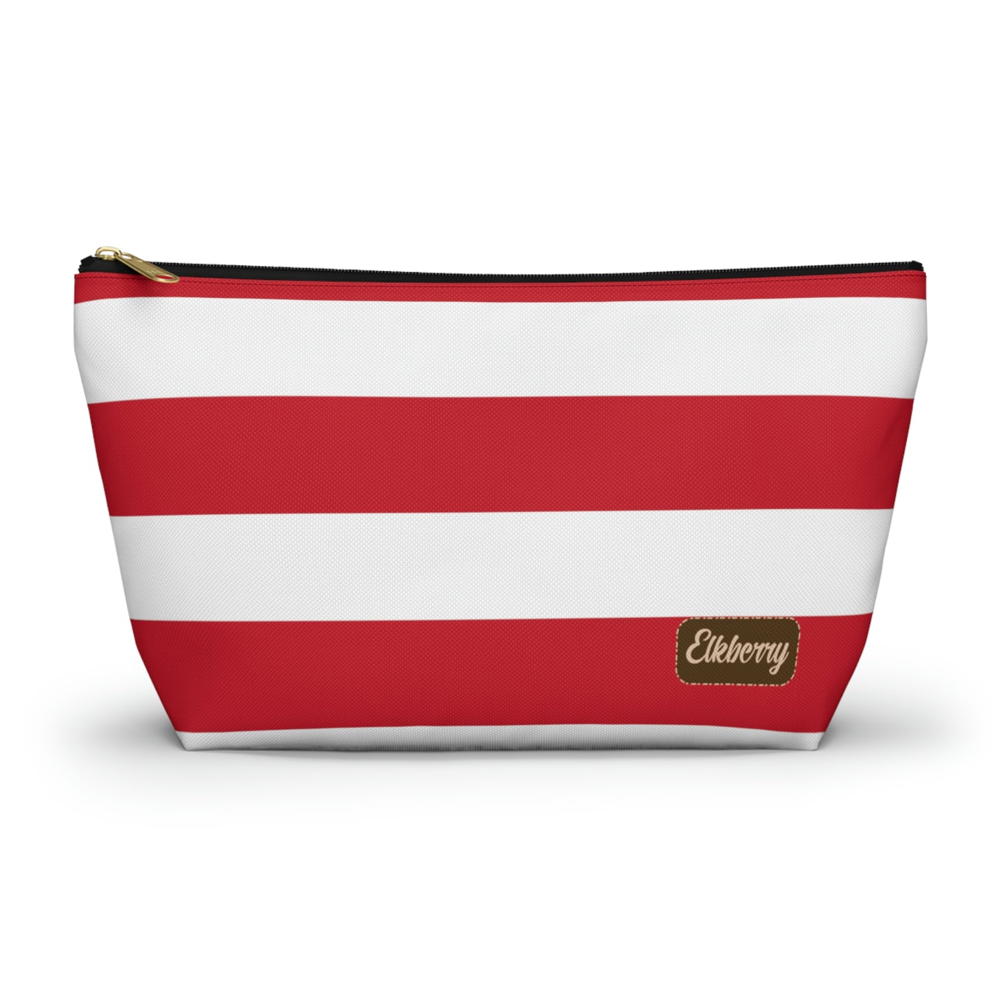 Big Bottom Zipper Pouch - Red/White Stripes