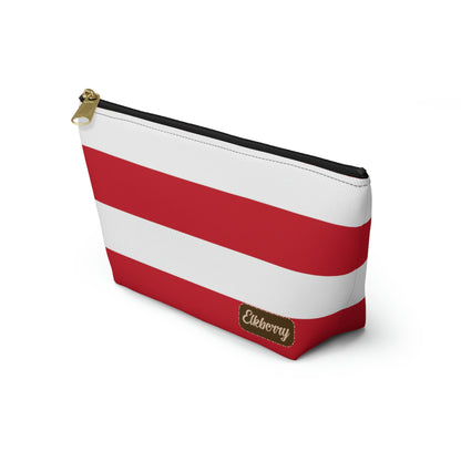 Big Bottom Zipper Pouch - Red/White Stripes