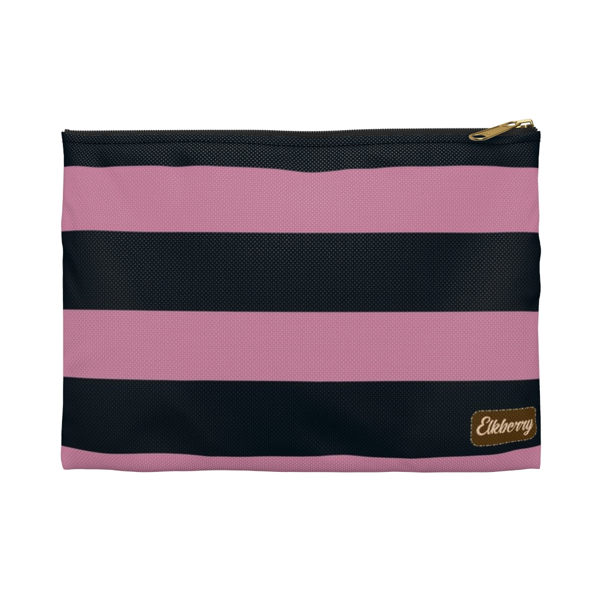 Flat Zipper Pouch - Dusty Rose Pink/Navy Stripes