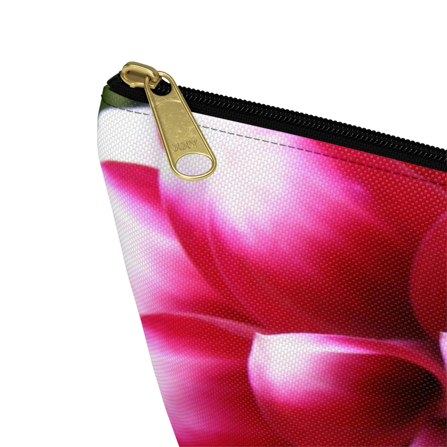 Big Bottom Zipper Pouch - Pink & White Dahlia