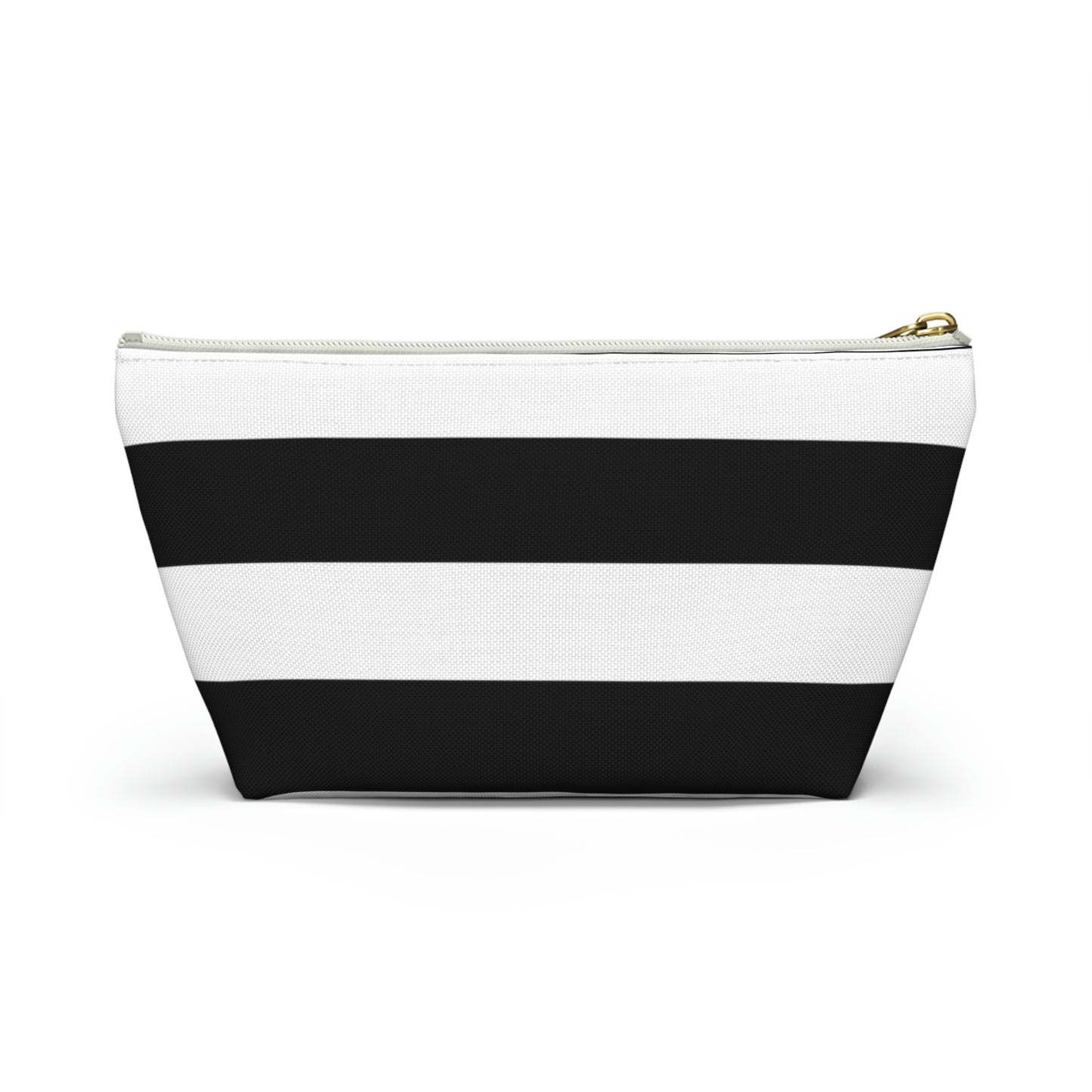 Big Bottom Zipper Pouch - Black/White Stripes