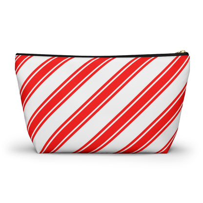 Big Bottom Zipper Pouch - Peppermint Candy Cane Stripes