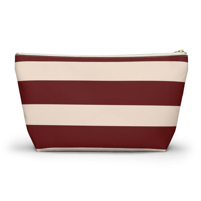 Big Bottom Zipper Pouch - Berry/Cream Stripes