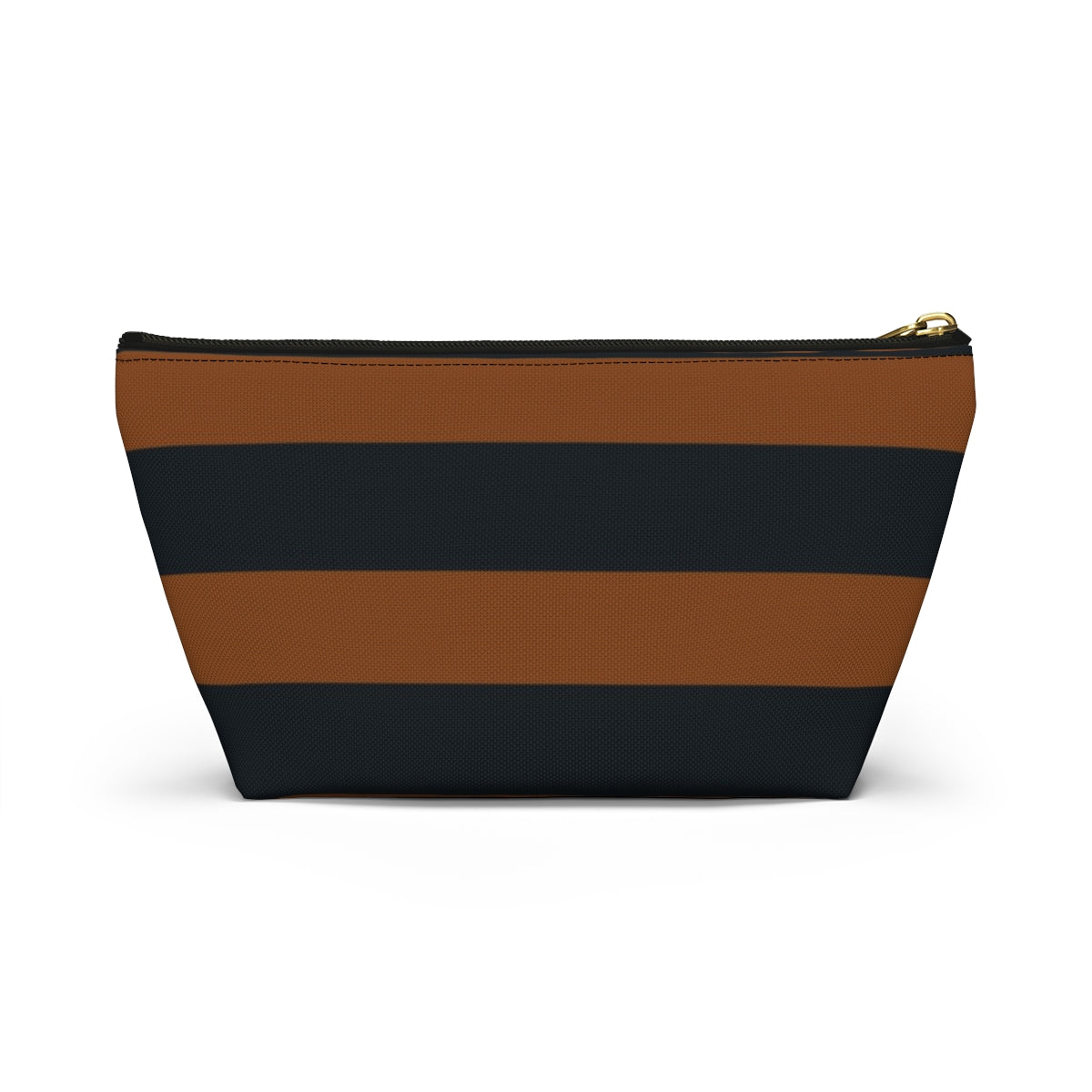 Big Bottom Zipper Pouch - Pumpkin/Navy Stripes