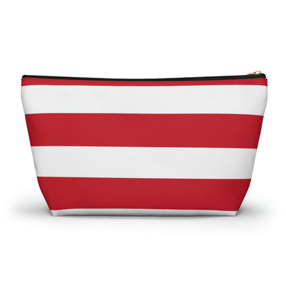 Big Bottom Zipper Pouch - Red/White Stripes