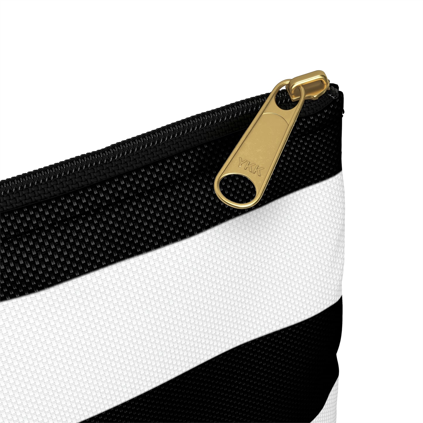 Flat Zipper Pouch - Black/White Stripes