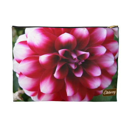 Flat Zipper Pouch - Pink & White Dahlia