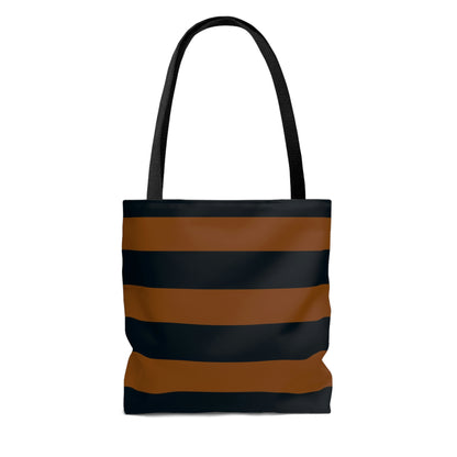 Lightweight Tote Bag - Pumpkin/Navy Stripes