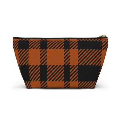 Big Bottom Zipper Pouch - Orange Buffalo Check, Orange Plaid