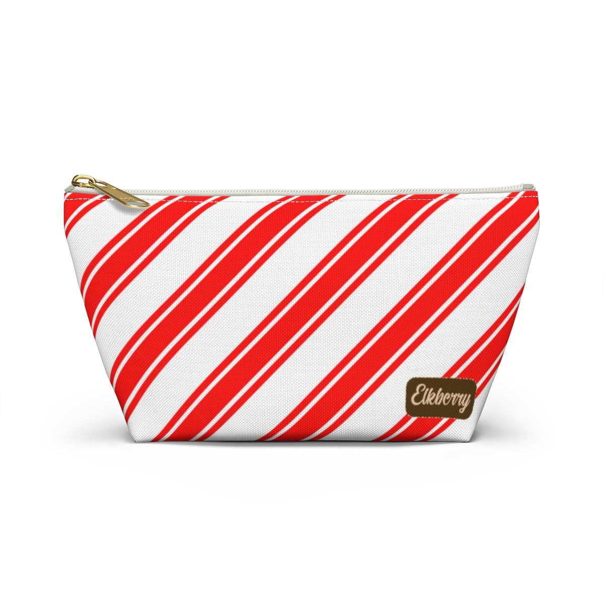 Big Bottom Zipper Pouch - Peppermint Candy Cane Stripes